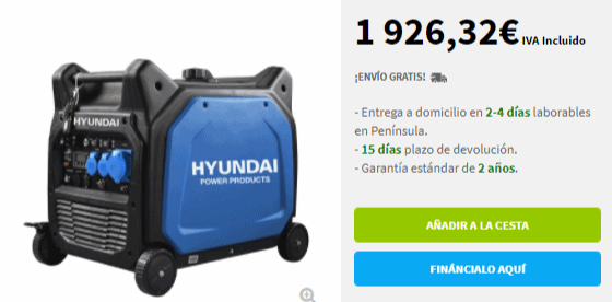 modelo generador portátil caravana HY6500SEi 