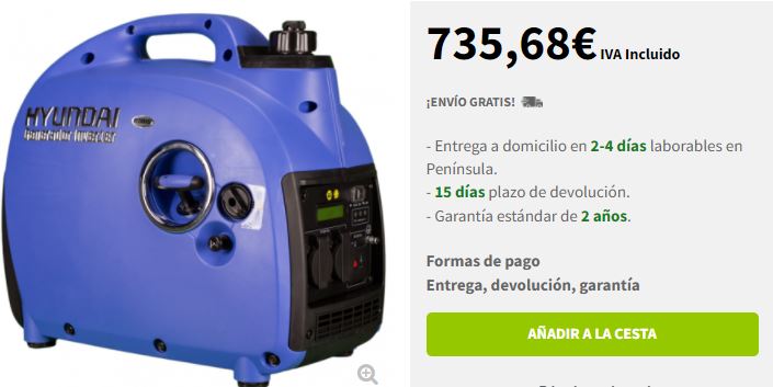 generador eléctrico para caravana HY2000Si