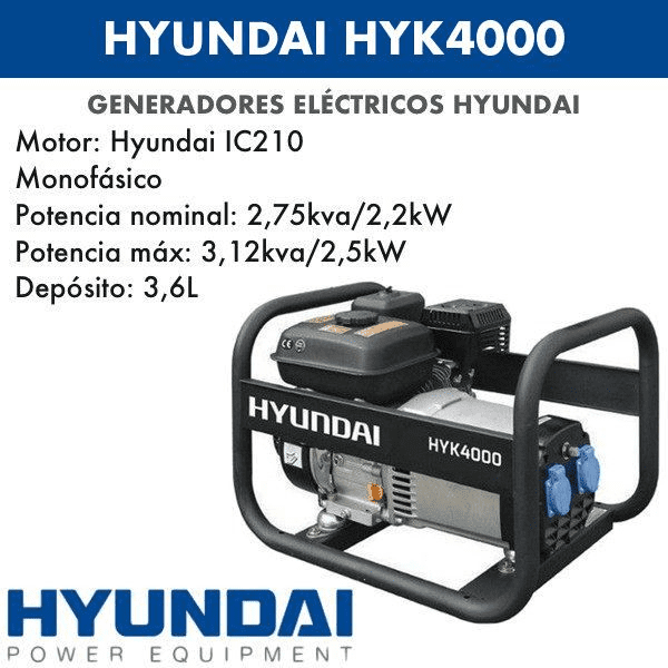 Generador eléctrico HYUNDAI HYK4000 mono