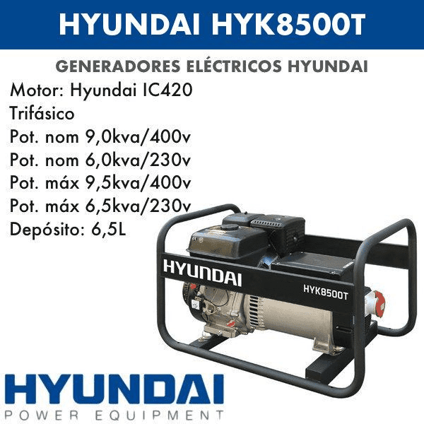 Generador eléctrico HYUNDAI HYK8500T trifásico