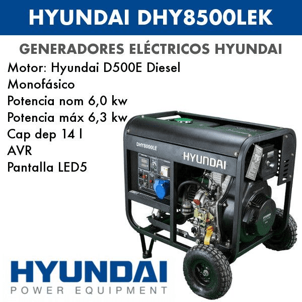 Generador electrico HYUNDAI DHY8500LEK diesel mono A-E