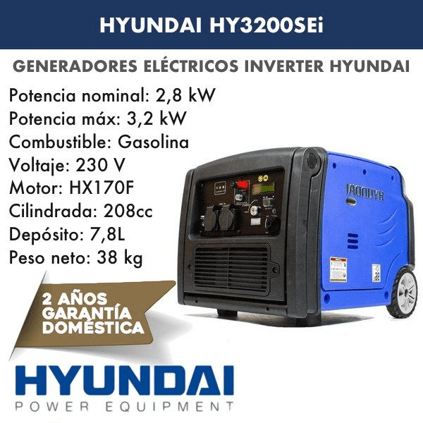 Generador eléctrico inverter Hyundai 3200w