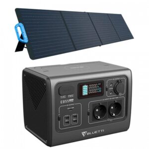 BLUETTI EB55 Estación de Energía Portátil, 700W 537Wh + Panel Solar  Portátil SOLARIMPUT SP180 24V, 180W