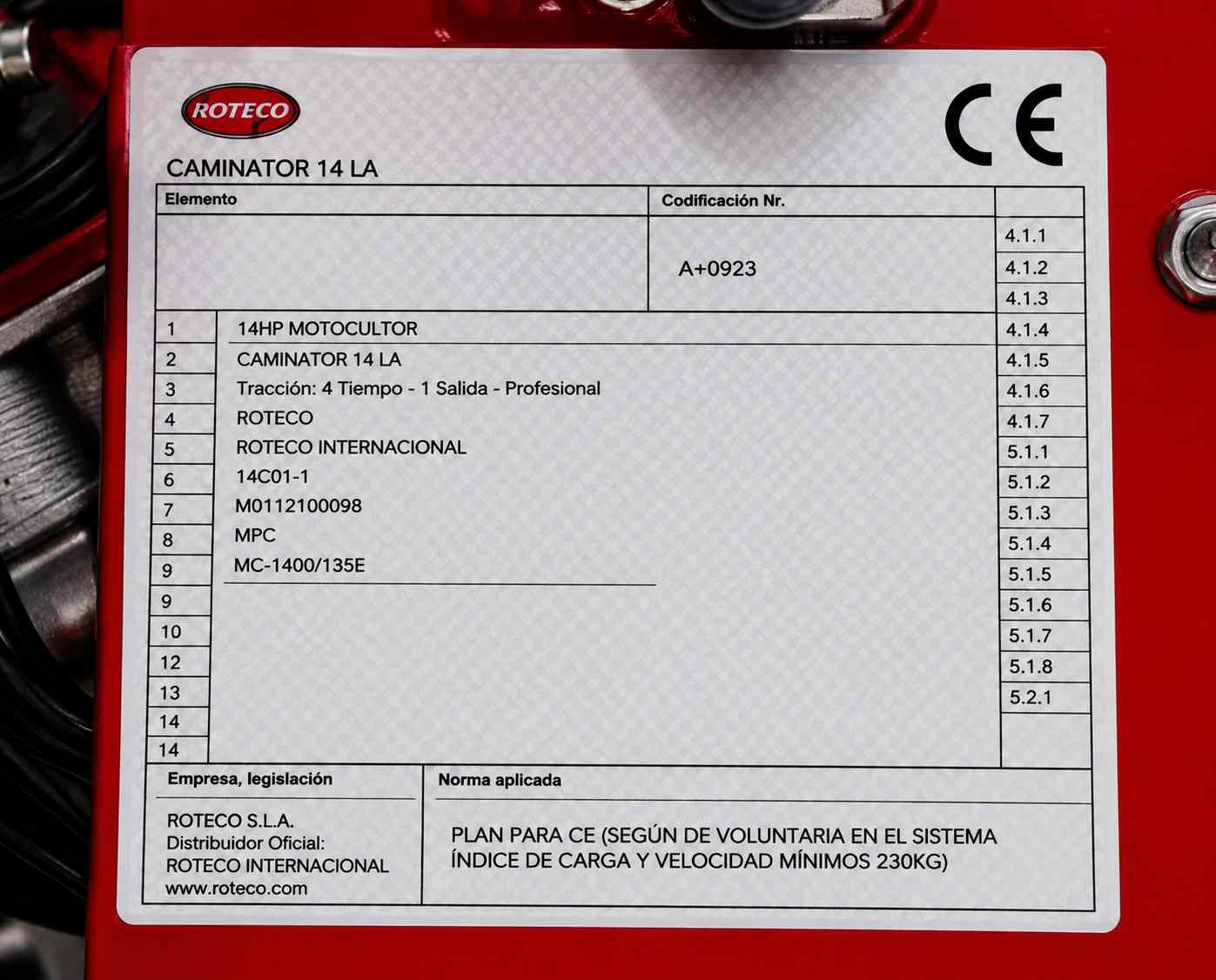 Kit de remolque según configuración del Motocultor Roteco Serie Mid