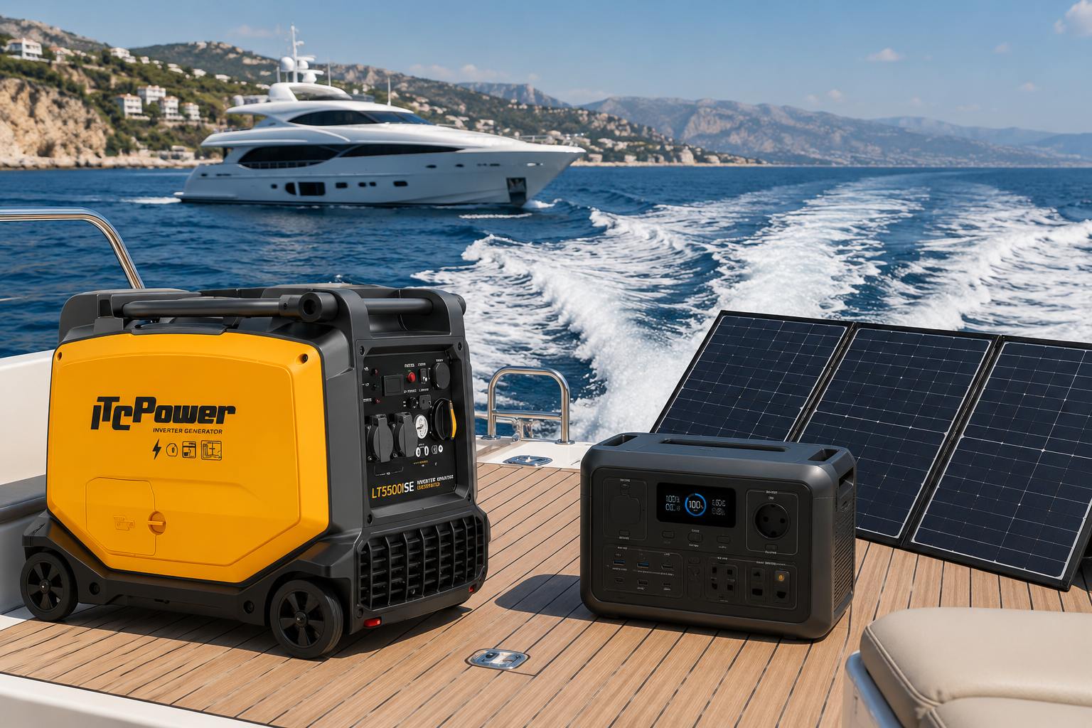 Soluciones de energía para barcos con generador inverter y estación portátil