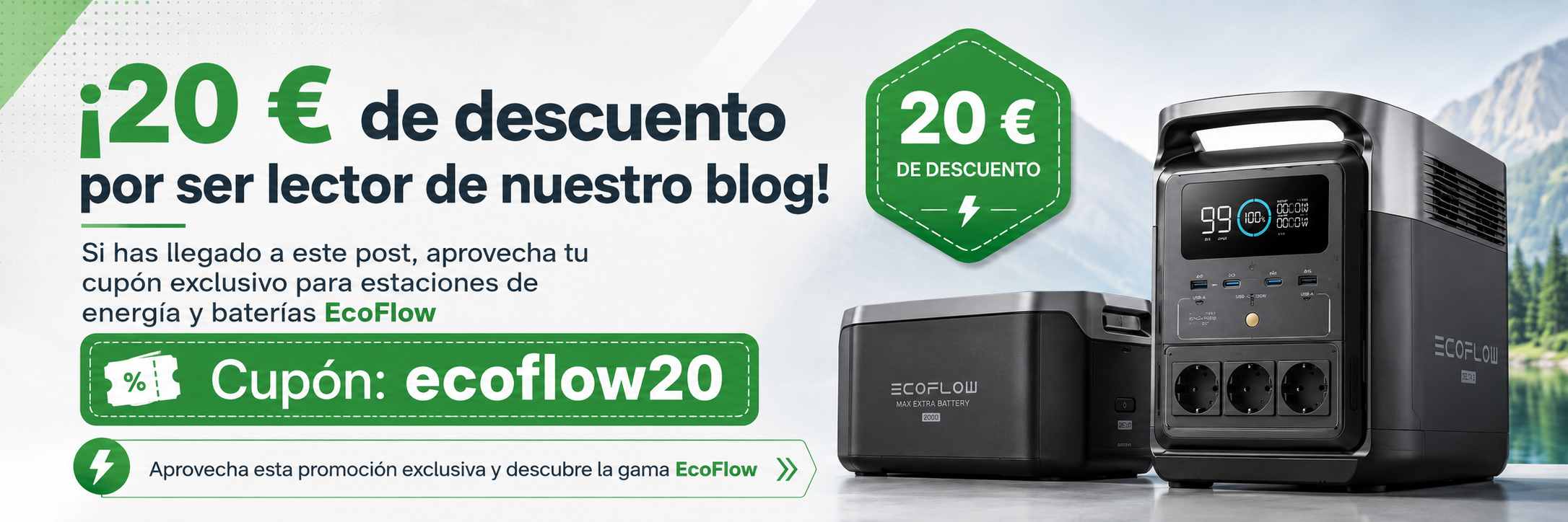 Cupón ecoflow20 con 20 euros de descuento para lectores del blog en productos EcoFlow
