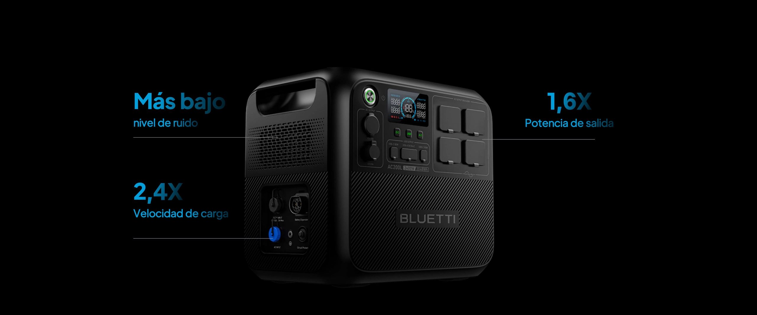 Estación de energía portátil BLUETTI AC200L de 2400W y 2048Wh