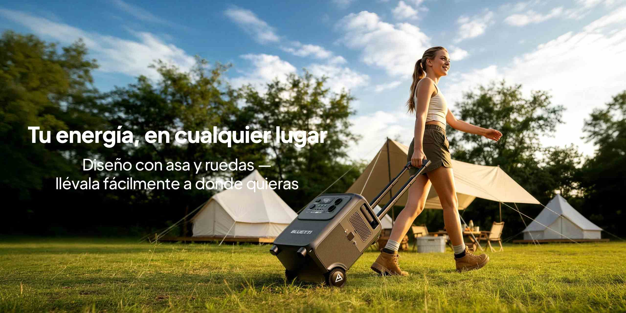 Diseño portátil con asa telescópica y ruedas de la estación BLUETTI Elite 320