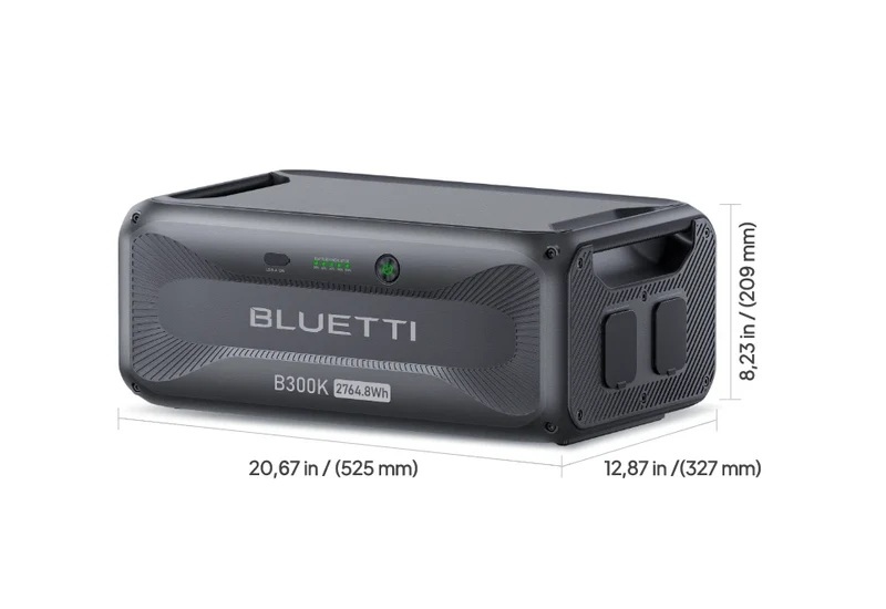 Dimensiones de la batería BLUETTI B300K: 525 x 327 x 209 mm