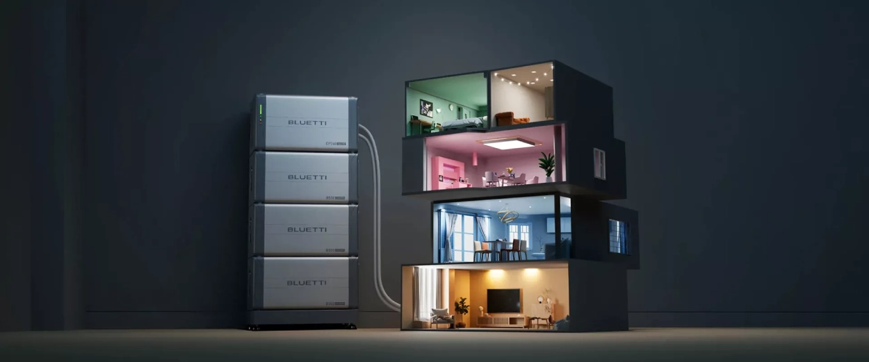 Pack Bluetti EP760 + 3 x B500 instalado en una vivienda con paneles solares en el tejado