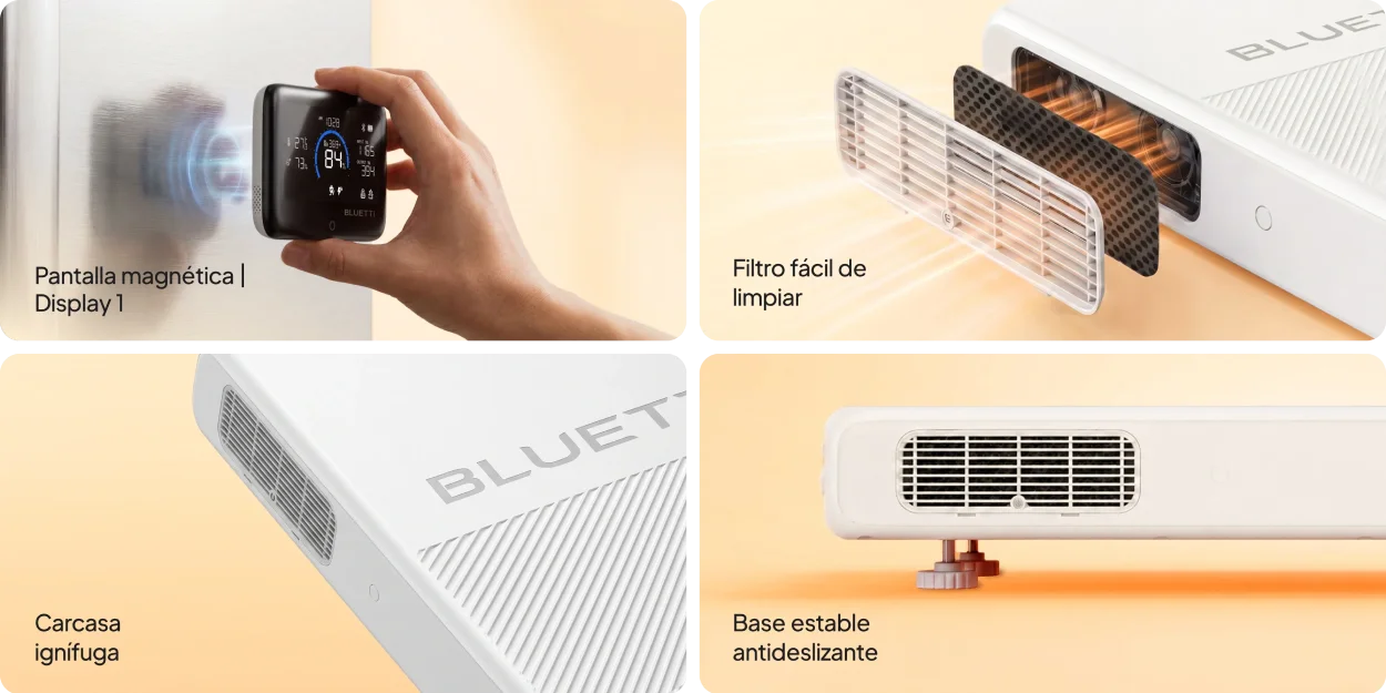 Bluetti FridgePower diseñada para un uso interior seguro: materiales ignífugos, filtro de polvo lavable y protección de batería